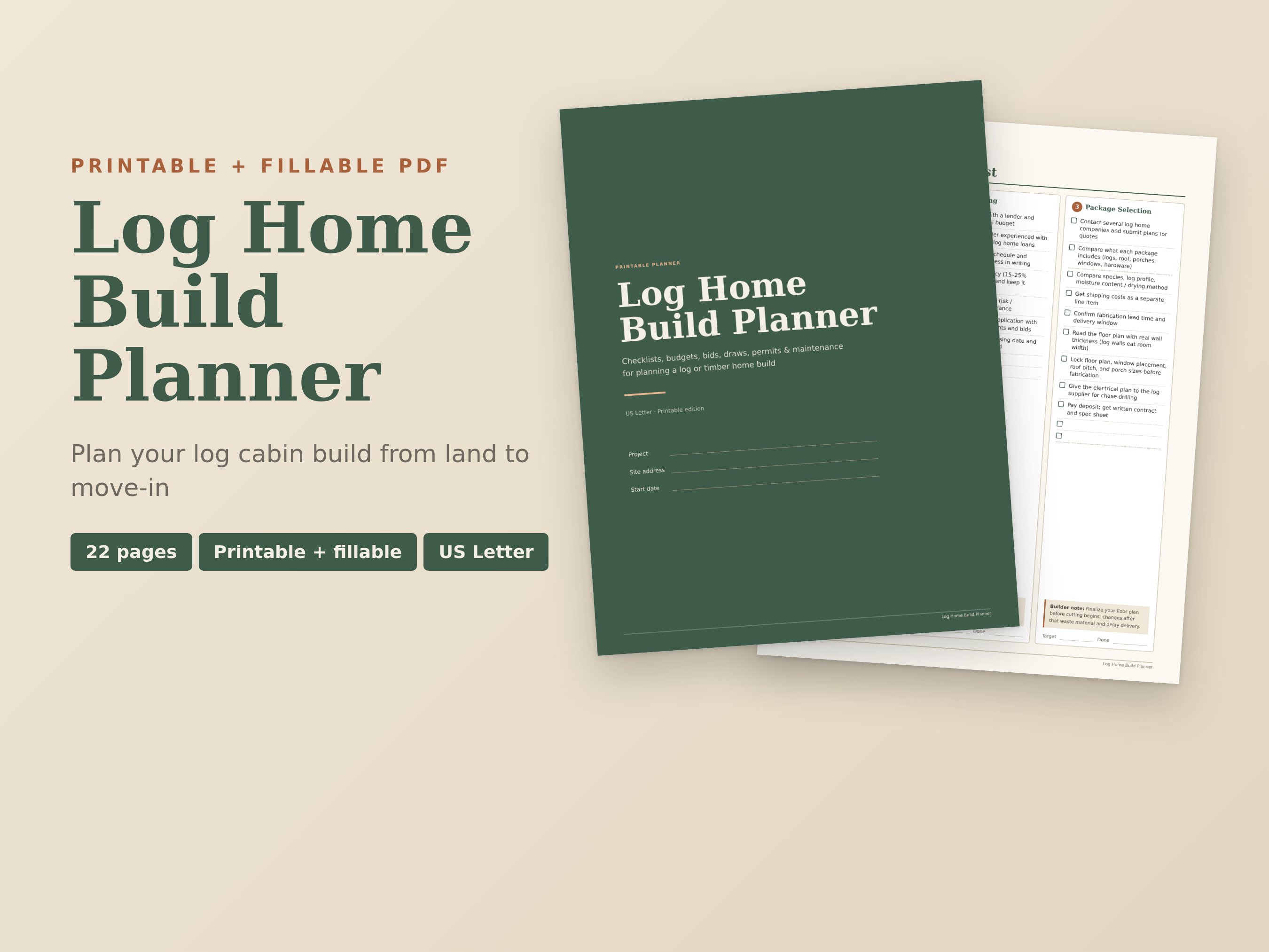 Log Home Build Planner